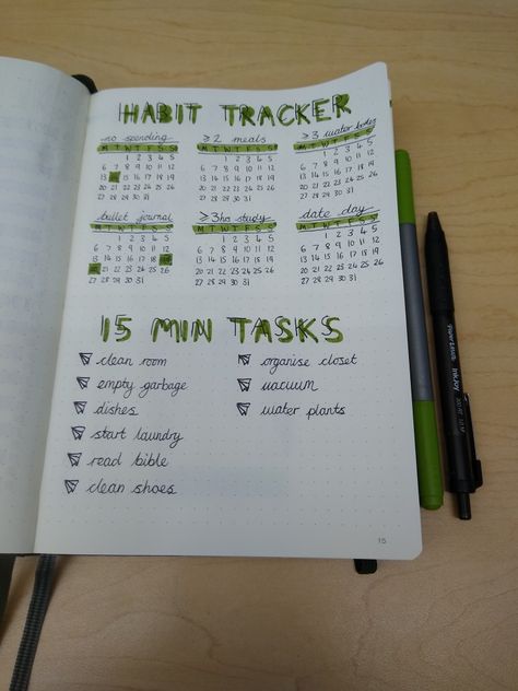 15 Min Tasks, Planner Spreads, Journal Books, Bullet Journal Themes, Planner Spread, Journal Themes, Habit Tracker, Book Journal, Spreads