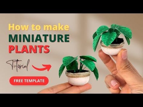 DIY Miniature Plants | Dollhouse Plants | Tutorial for Beginners - YouTube Mini Plants Diy, Miniature Plant Printables Free, Miniature Greenhouse Diy Doll Houses, Diy Grass For Dollhouse, Dollhouse Plants Diy, Miniature Plant Tutorial, Miniature Plants, Dollhouse Miniatures, Doll House