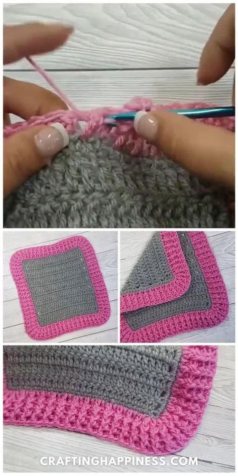 Crochet Rib Border For Any Blanket with step by step photo tutorial & video for those who are visual learners. Great border for blankets. Blanket Borders, Blanket Border, Crochet Blanket Border, Crochet Blanket Edging, Crochet Border Patterns, Border Patterns, Crochet Border, Crochet Cushion Cover, Crochet Edgings