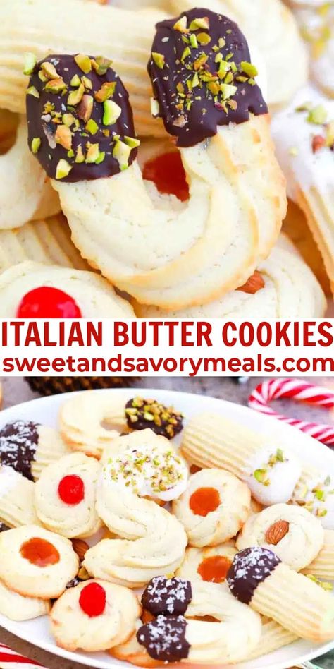 Italian Butter Cookies Recipe - Sweet and Savory Meals Italian Amaretto Butter Cookies, Italian Vanilla Cookies, Italian Cookies Traditional, Italian Pastry Recipes, Long Cookies, Sicilian Cookies, Cookies Recipe Video, Gift Bread, Traditional Italian Food