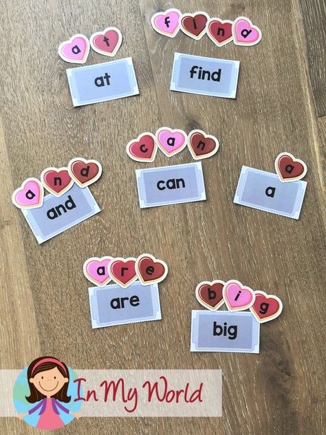 Valentines Stations For Kindergarten, Valentine Sight Word Activities, Valentine Cvc Words Free, Heart Word Centers, Valentine’s Day Centres Kindergarten, Interactive Reading Activities, Valentine Sight Words, Word Building Activities, Sight Word Centers