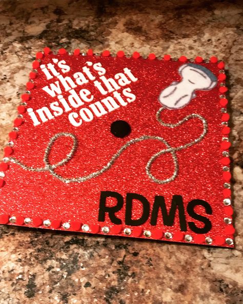 Cardiovascular Graduation Cap, Graduation Cap Designs Ultrasound Tech, Ultrasound Cap Decoration, Phlebotomist Graduation Cap, Ultrasound Technician Graduation Cap, Dms Graduation Cap, Ultrasound Tech Photoshoot, Rdms Grad Cap, Sonography Cap Decoration