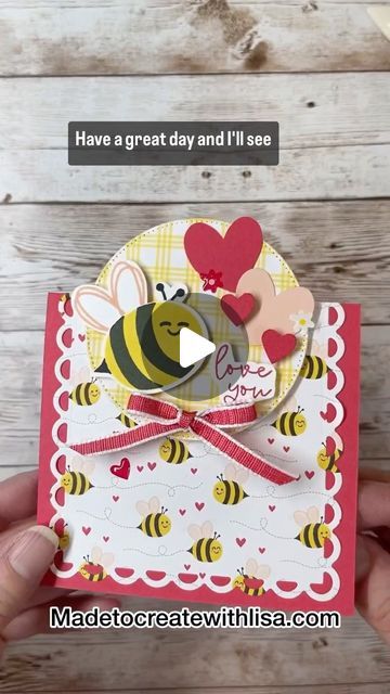 Lisa Bowden | Stampin’ Up! Demonstrator on Instagram: "Have you started your Valentines yet? It’s time! And the Bee My Valentine product suite by Stampin’ Up! is ADORABLE!!! 🐝 This is a cute and easy Fun Fold card, and it really features the cute Bee Mine printed paper. You can check out all of the measurements and details for this card, along with the list of items I used to make it, at my website! ❤️ . . . #stampinup #madetocreatewithlisa #beemyvalentinestampset #beemyvalentine ##cardmaking #papercrafting" Su Bee My Valentine, Stampin Up Bee Mine Suite, Stampin Up Bee Mine, Bee Mine Stampin Up Cards, Stampin Up Bee My Valentine, Bee My Valentine Stampin Up Cards, Rocker Cards, Bee My Valentine, Bee Mine Valentine