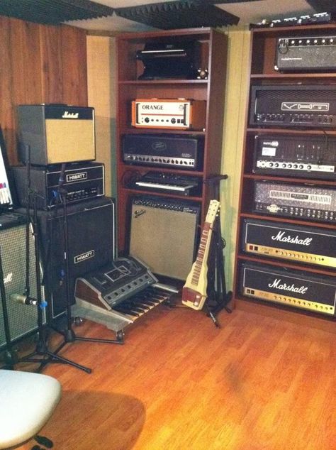 Image result for guitar amp cab shelving Guitar Amp Storage Cabinet, Amp Cabinet Guitar, Guitar Pedal Storage, Guitar Amp Storage, Music Room Design, Guitar Storage, Guitar Studio, Amp Storage, Guitar Display