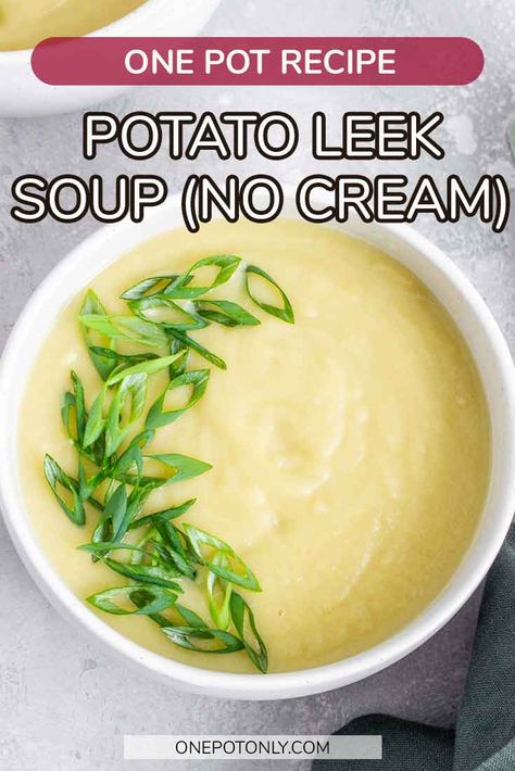 This one pot potato leek soup with white beans is so smooth, creamy, and thick without using cream! It's flavorful, easy to make, and only uses a handful of ingredients. You'll want to make it again and again! Potato Bean Soup, Soup With White Beans, Potato And Leek Soup, Leftover Potatoes, Potato Leek, Focaccia Recipe, Garlic Bread Recipe, Potato Leek Soup, Stewed Potatoes