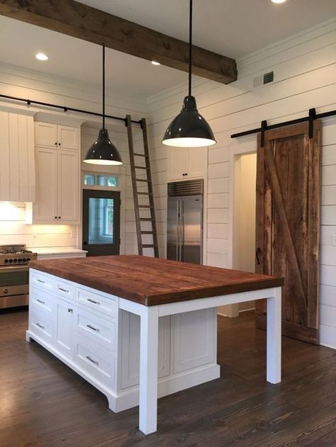 Vintage Farmhouse Kitchen Island Inspirations 71 Indian Style Kitchen Design, Kitchen With An Island, Simple Kitchen Design, Narrow Kitchen, Kitchen Tiles Design, Kitchen Island Table, Farmhouse Kitchen Island, Kitchen Island With Seating, Farmhouse Style Kitchen