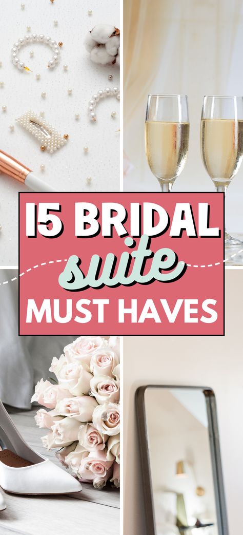 bridal suite Day Of The Wedding Getting Ready, Wedding Day Get Ready Decor, Important Things For Wedding, Bridal Suite Essentials, Bridal Getting Ready Room Decor Ideas, Wedding Morning Must Haves, Bridal Suite Interior Design, Bridal Party Getting Ready Ideas, Wedding Getting Ready Decor