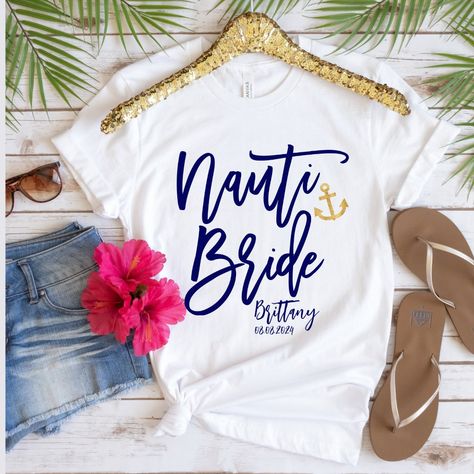 Funny Nauti Bride Blue Modern Calligraphy Custom Nauti Bride, Calligraphy T, Bachelorette Party Themes, Custom Tshirt Design, Modern Typography, Free Birthday Invitation Templates, Free Birthday Invitations, Free Birthday Stuff, Modern Calligraphy