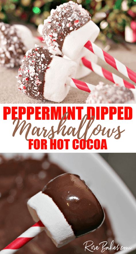 Marshmallow On A Stick, Dipped Marshmallows, Peppermint Treats, Marshmallow Bars, Chocolate Dipped Marshmallows, Christmas Eats, Marshmallow Dip, Peppermint Marshmallows, Peppermint Chocolate