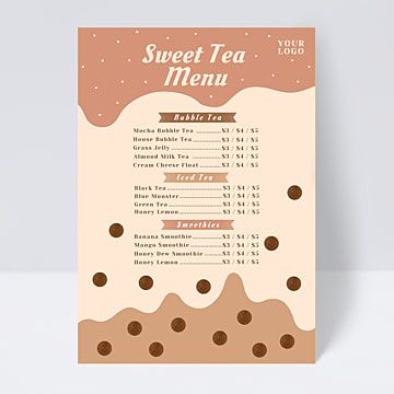 Milk Tea Flyers, Milktea Menu Design Ideas, Cute Milktea Logo, Design Menu Makanan Kosong, Milktea Menu Design, Tea Shop Menu Design, Bubble Tea Shop Design Interior, Bubble Tea Packaging, Cute Menu Design