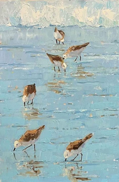 Sandpiper Painting, Shore Bird Art, Bird Painting Acrylic, Beach Art Painting, Seaside Art, Watercolor Paintings For Beginners, Ocean Painting, Art Inspiration Painting, Watercolor Bird