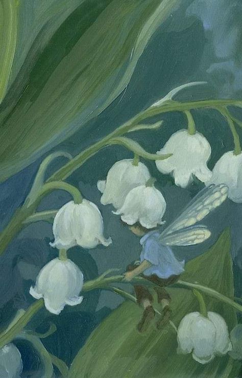 Lily Of The Valley Flowers, Arte Inspo, Flower Fairies, Art Journal Inspiration, Lily Of The Valley, 귀여운 동물, The Valley, Art Classes, Aesthetic Art