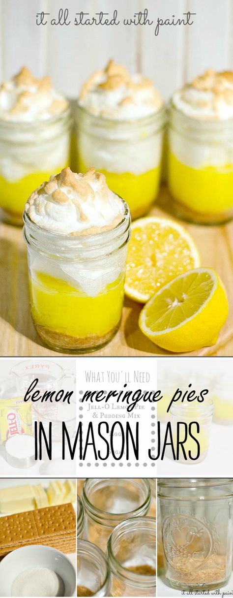 Meringue Pies, Meringue Pie Recipes, Whoopie Pie, Dessert In A Jar, Lemon Meringue Pie, Wine Bottle Diy Crafts, Mason Jar Crafts Diy, Wine Bottle Diy, Meringue Pie