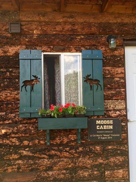 Exterior Shutter: Customize your height, width and design Northwoods Decor, Rustic Shutters, Shutter Colors, Shutter Designs, Cabin Inspiration, House Shutters, Diy Shutters, Vinyl Exterior, Cabin Cottage