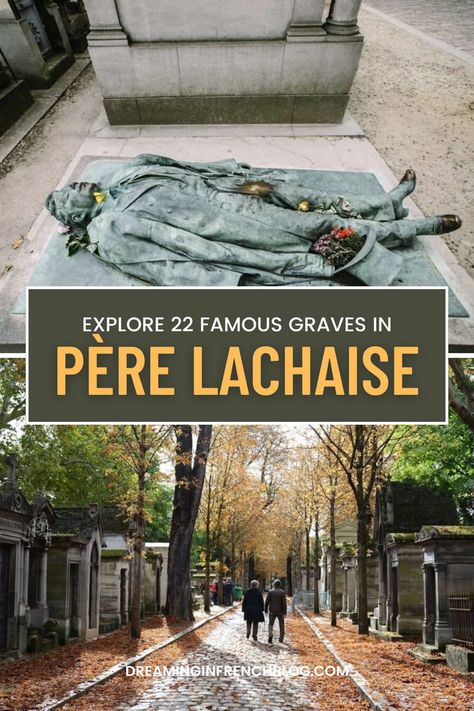 Dive into the serene and historic pathways of Père Lachaise Cemetery, Paris's most renowned resting place. Explore to uncover the stories and artistry behind the Famous Graves. Save this pin to plan your reflective journey through this famous landmark. Hidden Gems In Paris, Père Lachaise Cemetery, Pere Lachaise Cemetery, Famous Graves, Trip To Paris, Visit Paris, Resting Place, Famous Landmarks, Planning A Trip