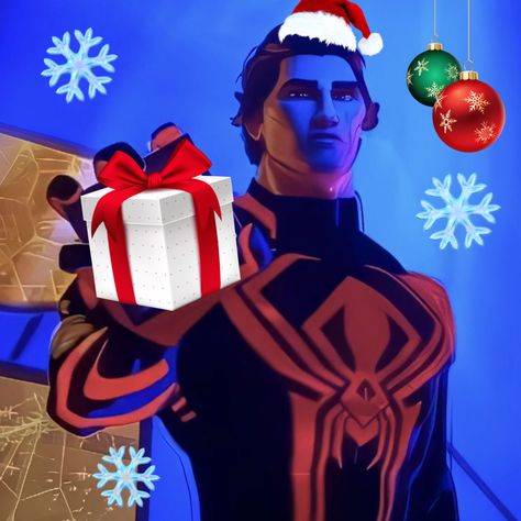 Spiderverse Christmas Pfp, Miguel Ohara Christmas Pfp, Spider Man Christmas Pfp, Miguel O Hara Pfp, Cat Miguel Ohara, Miguel O'hara Comic Pfp, Xmas Pfp, Spiderverse Pfp, Miguel Ohara Pfp