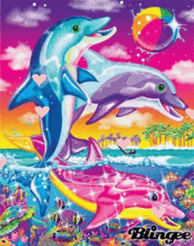 Lisa Frank Birthday Party, Lisa Frank Birthday, Lisa Frank Art, Frank Quotes, Lisa Frank Inspired, Dolphin Painting, Lisa Frank Stickers, Dolphin Art, Hur Man Målar