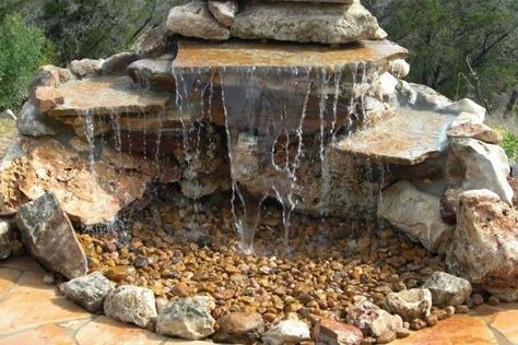 Landscaping Water Feature, Backyard Waterfalls, Pondless Water Features, Taman Diy, Diy Water Feature, Taman Air, Air Mancur, Jardim Diy, Diy Pond