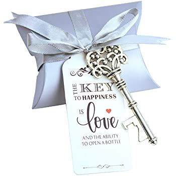 Anniversary Favors For Guests, 25th Anniversary Party Favors, Silver Wedding Favors, Save Money Wedding, 25th Anniversary Party, Anniversary Party Favors, Anniversary Favors, Key Bottle Opener, Vintage Skeleton Keys