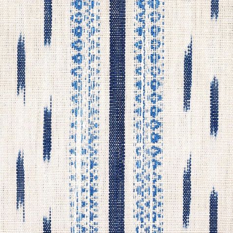 Mirza Ikat Stripe - Blue On Natural Fabrics | Schumacher Ikat Stripe, Designer Upholstery Fabric, India Country, Schumacher Fabric, Linen Yarn, Stripe Fabric, Drapery Fabric, Striped Fabrics, Natural Fabrics