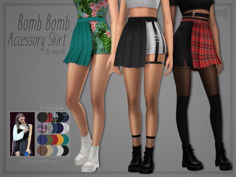 Bomb Bomb Accessory Skirt (HQ compatible) I always wanted to make an accessory kinda skirt, that can be used with other skirts or shorts. In the end, I decided to put it in the Gloves section, so you... Sims 4 Skirt, Skirt With Pants, Sims 4 Maxis Match, Sporty Crop Top, Die Sims 4, Pelo Sims, Sims 4 Mm, The Sims 4 Download, Sims4 Clothes