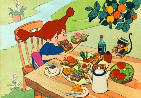 The Pippi that never was (Youichi Kotabe) Ghibli Studios, Isao Takahata, Pippi Longstocking, Studio Ghibli Art, Anime Food, Ghibli Art, Arte Inspo, Old Anime, Hayao Miyazaki