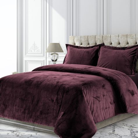 Dark purple accent wall bedroom