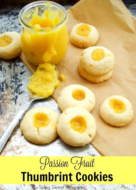 This delicious thumbprint cookie recipe is made with homemade passion fruit curd in a shortbread cookie dough. Perfect for dessert and tea. Yummy! Birthday Cake Icing Recipe, Thumbprint Cookie Recipe, Birthday Cake Icing, Fruit Curd, Thumbprint Cookie, Passion Fruit Curd, Passionfruit Recipes, Thumbprint Cookies Recipe, Hawaii Food