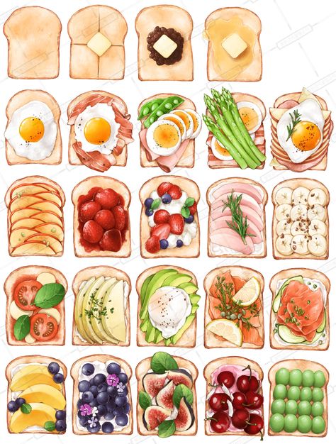 Makanan Rendah Kalori, Recipe Drawing, 귀여운 음식 그림, Anak Haiwan, Foodie Art, Food Artwork, Food Sketch, Food Illustration Art, Watercolor Food