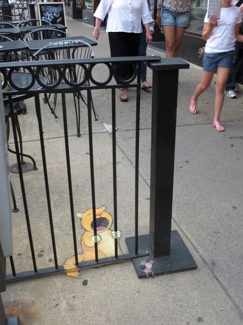 cat_prisoner_by_david_zinn_800w 3d Chalk Street Art, Pavement Art, David Zinn, 3d Chalk Art, Urbane Kunst, Sidewalk Chalk Art, Sidewalk Art, 그림 낙서, 3d Street Art