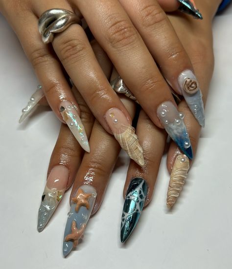 sea wrld 🌊🧜🏾‍♀️🪸🪼🐚 #nailart #waternails #seanails #westlondonnails #westlondonnailtech #nailinspo Sea Nails Designs, Underwater Nails, Nails Aesthetic Summer, Sand Nails, Aesthetic Summer Beach, Sea Nails, Hands Aesthetic, Water Nails, Nails Aesthetic