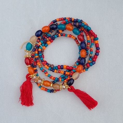 Stretch Bracelets Set Of 6 Red Orange Blue Tassel Bohemian Lightweight Sead Bead Hand Created One Of A Kind Bracelets. Gorgeous Colorful Beads, Great Stacked Look. Comfortable Fit. One Size Fits Most. Comes In A Pouch. #Graduation #Gift #Summer #Blue #Beach Beautiful Elegant Dressy Boho Hippie Festival One Of A Kind Beachy Western Cool Pool Coachella Birthday Gift 90s 80s 70s 60s Resort Bohemian Retro Travel Casual Spring Summer Fall Winter Handmade Vacation Johnny Was Gypsy Spell Vici Arnhem Lo Dressy Boho, Coachella Birthday, Boho Charm Bracelet, Blue Tassel, Bracelets Set, Engagement Party Wedding, Hippie Festival, Beach Beautiful, Elephant Charm