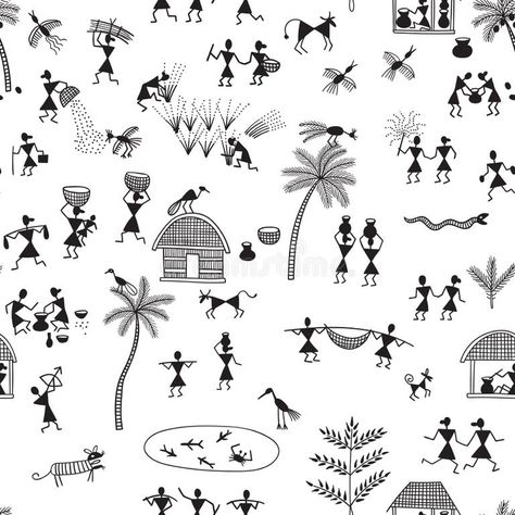 Warli Tribal Art Stock Illustrations – 80 Warli Tribal Art Stock Illustrations, Vectors & Clipart - Dreamstime Warli Art Templates, Warli Print, Grafics Design, Wrapping Paper Wallpaper, Worli Painting, Warli Painting, Warli Art, Indian Prints, Gym Decor