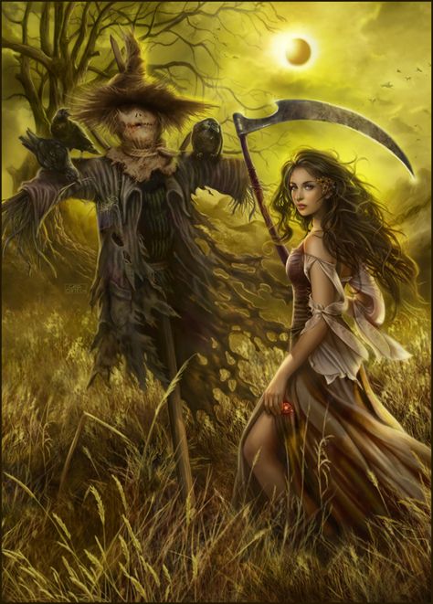 Field of the Scarecrow by dark-spider.deviantart.com on @deviantART Cris Ortega, The Scarecrow, Dark Fantasy Artwork, John William Waterhouse, New Puzzle, Pierre Auguste Renoir, Season Of The Witch, Wow Art, Norman Rockwell