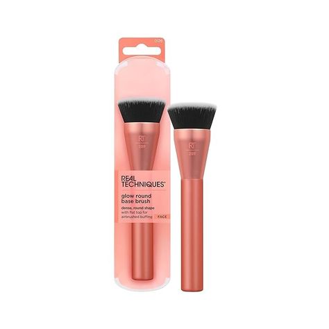 Amazon.com: Real Techniques Glow Round Base Makeup Brush, For Liquid & Cream Makeup, Flat Top Foundation Brush For Buffing & Blending Up Coverage, Dense Synthetic Bristles, Vegan & Cruelty Free, 1 Count : Everything Else Base Makeup, Cream Makeup, Real Techniques, Flat Brush, Foundation Brush, Makeup Base, Makeup Brush, Makeup Brushes, Blending