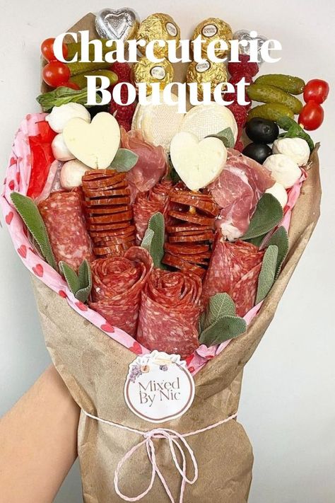 Charcuterie Bouquet, Charcuterie Board Meats, Valentines Brunch, Food Bouquet, Todays Menu, Charcuterie Inspiration, Charcuterie Cheese, Gift For Valentines Day, Charcuterie And Cheese Board