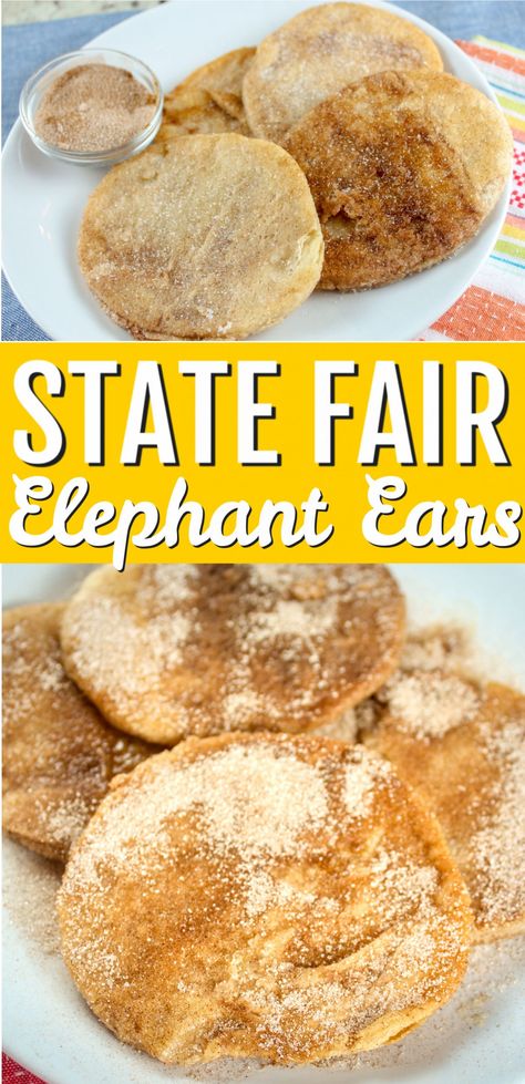 Elephant Ear Cookies, Elephant Ears Recipe, Baby Elephant Ears, Deep Fried Oreos, Cinnamon Desserts, State Fair Food, Fried Oreos, Puff Pastry Crust, Healty Dinner