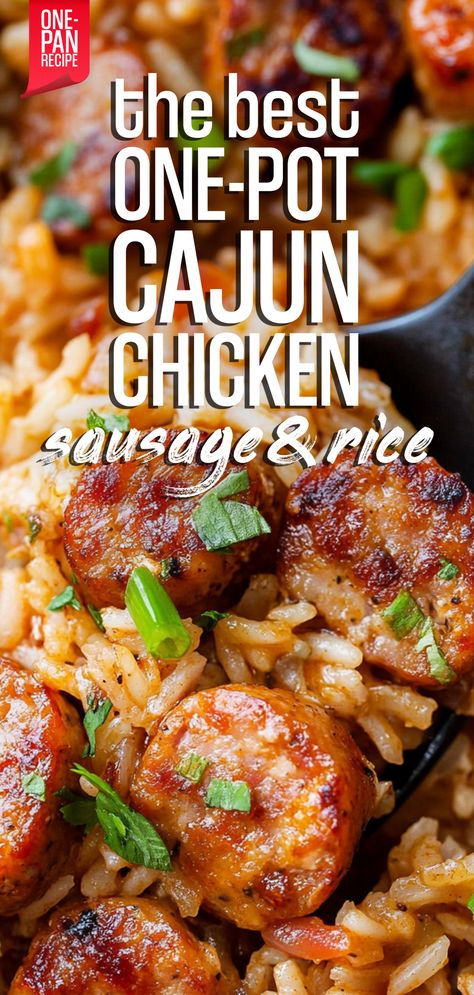 One-Pan Cajun Chicken Sausage & Rice – Chasety Cajun Chicken Over Rice, Cajun Chicken Fried Rice, Sausage Chicken And Rice, Chicken Sausage Rice Recipes, Cajun Sausage Recipes, Chicken And Sausage Recipes, Chicken Andouille Sausage Recipe, Chicken Recipes No Dairy, Chicken Thigh And Rice Recipe