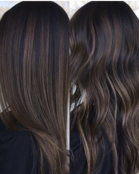 Baylage Hair, Balayage Straight Hair, Highlights For Dark Brown Hair, Black Hair Balayage, Brown Hair Inspo, Brunette Hair With Highlights, Balayage Hair Dark, Dark Hair With Highlights, Brunette Balayage Hair