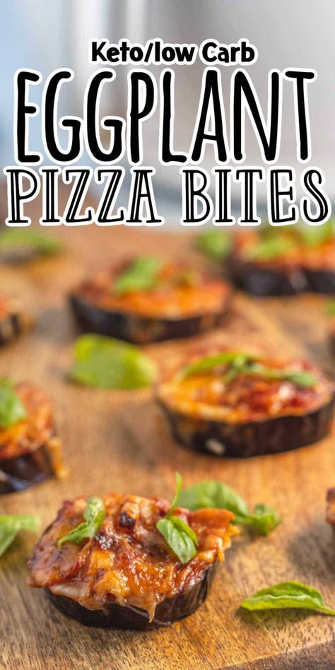 These Eggplant Pizza Bites are the perfect way to enjoy pizza without all of the carbs. They're gluten-free, and easy to make! The best part is that you can customize it with your favorite toppings like peppers, onion, tomatoes or olives. Pizza Bites Air Fryer, Eggplant Bites, Air Fryer Recipes Eggplant, Low Carb Eggplant, Air Fryer Eggplant, Eggplant Pizza, Eggplant Pizzas, Low Carb Marinara, Small Eggplant