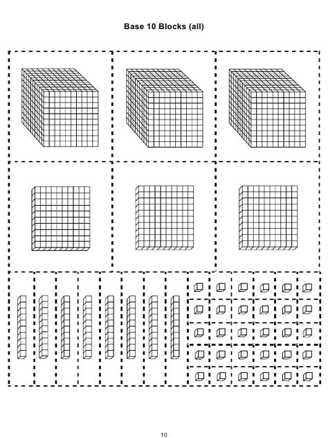 Base 10 Blocks Printable Tens And Ones, Printable Base Ten Blocks Free, Base 10 Blocks Printable Free, Base 10 Block Activities, Base Ten Blocks Activities, Math Template, Teaching Subtraction, Base 10 Blocks, Math Classroom Decorations