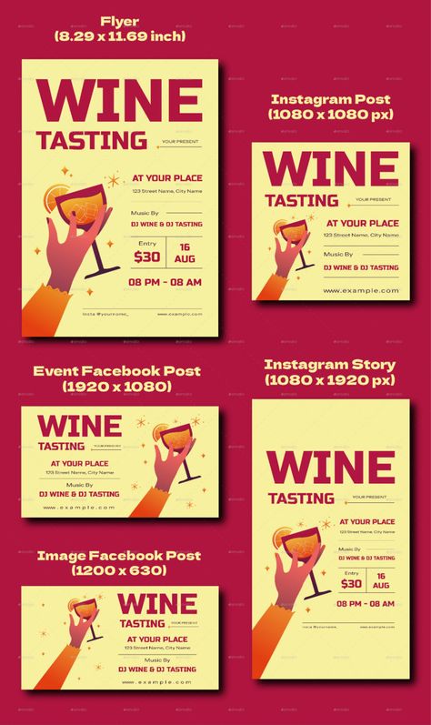 Gradient Wine Tasting Flyer Set Wine Tasting Events, Wine Event, Event Website, Wine Cheese, Wine Tasting, The Public, Event Design, Flyer Design, Instagram Story