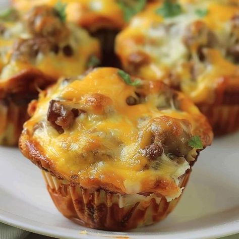 Ina Garten Recipes 🍲🥣 | Easy Sausage Breakfast Muffins | Facebook Simple Muffins With Sausage, Sausage Egg And Cheese Muffins, Simple Muffins, Sausage Breakfast Muffins, Sausage Egg Muffins, Sausage Muffins, Breakfast Pastry, Egg Muffins Breakfast, Cheese Muffins