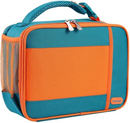 Amazon.com: Kids Lunch Box with Supper Padded Inner Keep Food Cold Warm for Longer Time,Amersun Leak-proof Solid Insulated School Lunch Bag with Multi-Pocket for Teen Boys Girls,CPC Certified Blue Pink : Grocery & Gourmet Food School Lunch Bag, Kids Lunchbox, Kids Lunch, Teen Boy, School Lunch, Gourmet Food, Lunch Bag, Leak Proof, Blue Orange