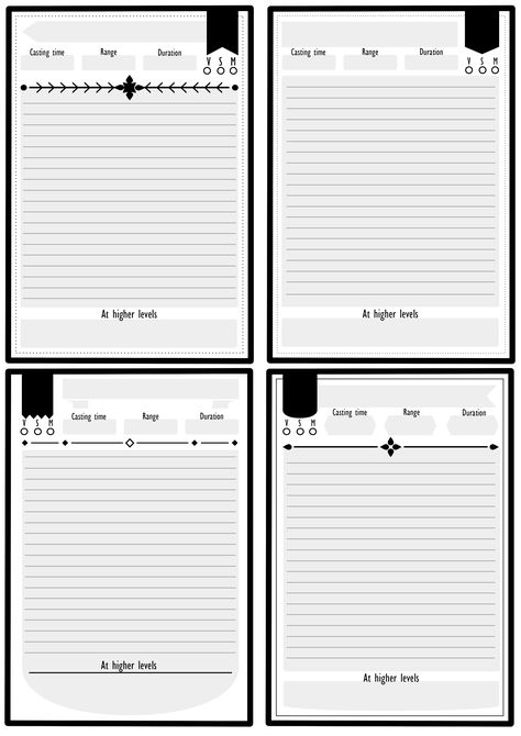 D&D Spell Card Templates (5) - TEMPLATES EXAMPLE | TEMPLATES EXAMPLE Spell Template, 5e Spell Cards, Dnd Spell Cards, Dnd Warlock, Onenote Template, Character List, Spell Cards, Dnd Character Sheet, Card Templates Free