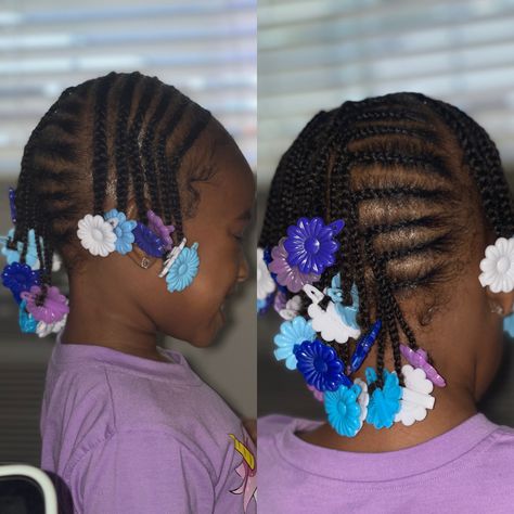 Did this cute protective braided style on my daughter and added some barrets to finish it off. Barrets Hairstyles, Hairstyles With Barrettes, Protective Braids, Toddler Braids, Toddler Hairstyles Girl, Baby Girl Hairstyles, Girls Braids, Toddler Hair, Braid Styles