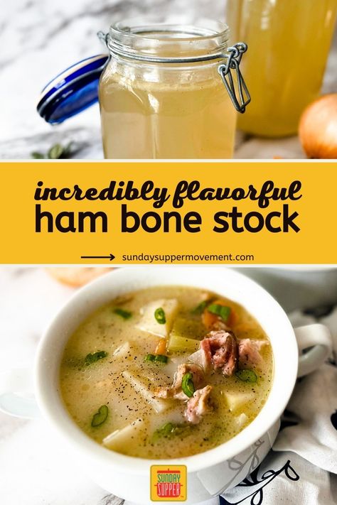 Ham Stock Ham Stock, Cooking Conversion Chart, How To Make Ham, Ham Bone Soup, Ham Soup Recipes, Boiled Ham, Cooking Conversions, Homemade Ham, Bone Soup