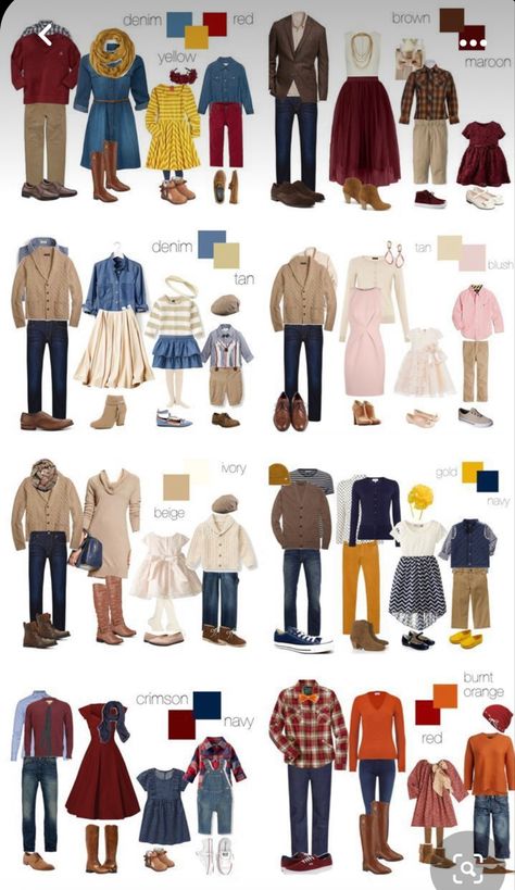 Shooting Photo Famille, Fall Family Outfits, Family Photography Outfits, Family Photos What To Wear, Christmas Pictures Outfits, Family Portrait Outfits, Family Photo Colors, Fall Family Photo Outfits, Family Photoshoot Outfits