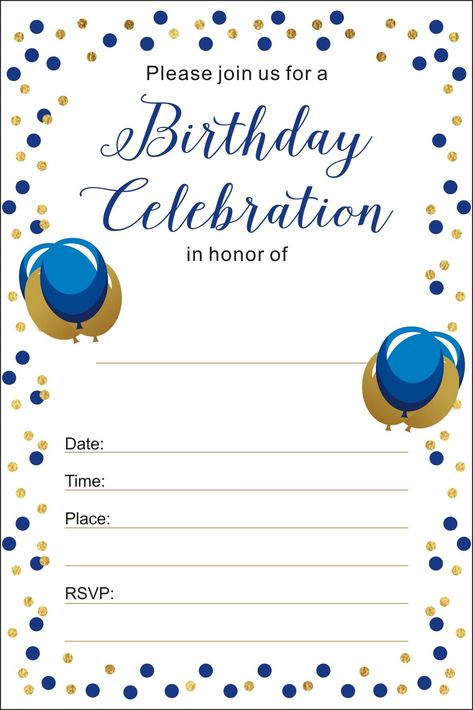 PRICES MAY VARY. 100% new. 25 invitation cards + 25 envelopes. Invitation cards size : 100mmx150mm ( about 4" x 6" ). 25 Pack of Royal Blue Birthday Invitation Cards with Envelopes for Boys Men's Birthday Invitation Birthday Party Anniversary Party Celebration 21st Birthday Invitations For Guys, Blue Birthday Invitation Template, Homemade Birthday Invitations, Invitation Cards Ideas, Happy 61 Birthday, Dave And Busters, Cat Birthday Party Invitations, Birthday Invitation Cards, Boy 16th Birthday