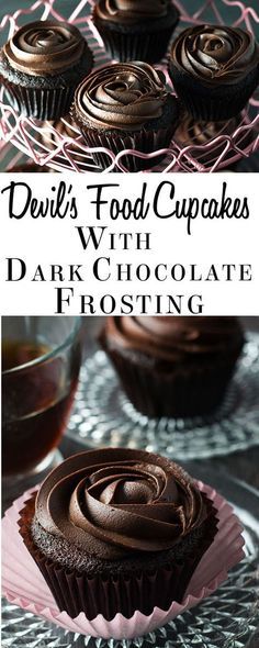 Indulge yourself with this recipe for Devil's Food Cupcakes with Dark Chocolate Frosting. Perfect for Valentine's Day or any celebration. via @Erren's Kitchen Devils Food Cupcakes, Vegetables Soup, Dark Chocolate Frosting, Food Cupcakes, Chocolate Frosting Recipes, Cake Mini, Cake Frosting Recipe, Devils Food, Cheese Topping